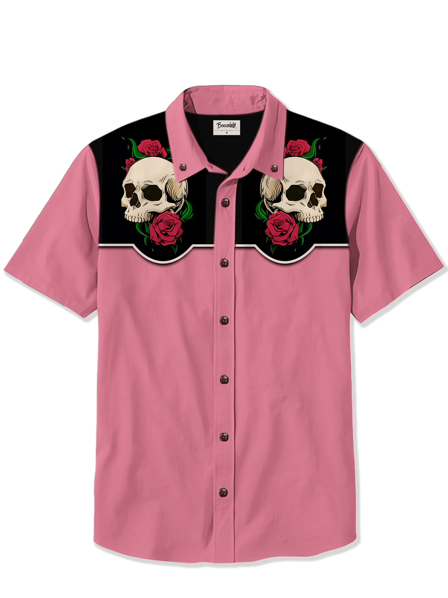 Skull Flowers Halloween Shirt For Men Button-down Shirt Short Sleeves ...