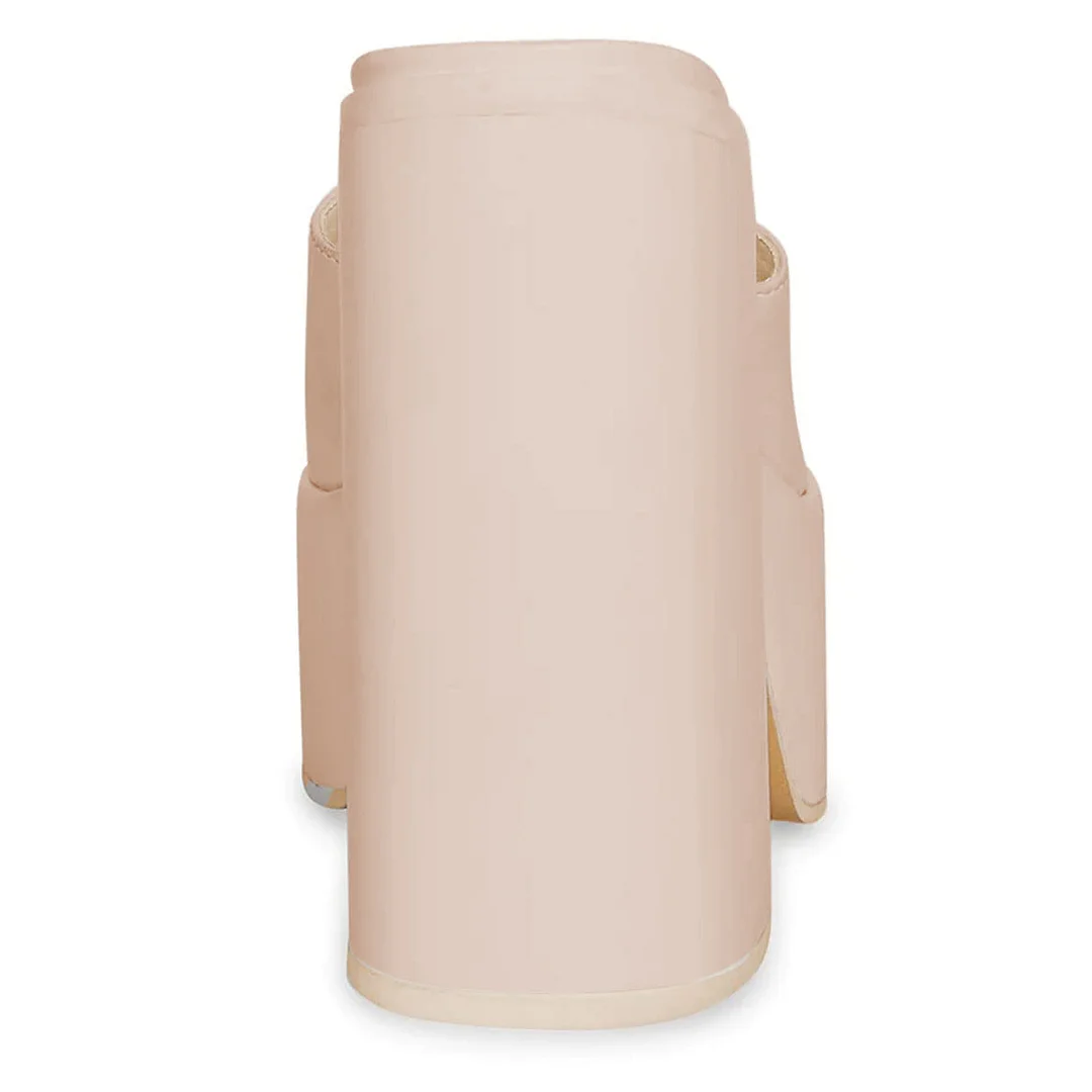 Beige Vegan Leather Square Toe Wide Band Block Heel Platform Mules