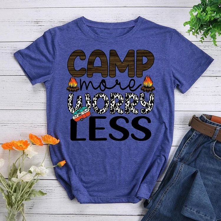 Camp More Worry Less Round Neck T-shirt-018299