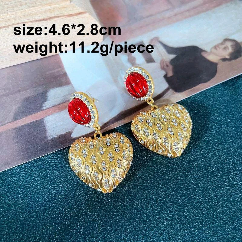 Rhinestone Enamel Lovely Heart Oval Round Shape Earring