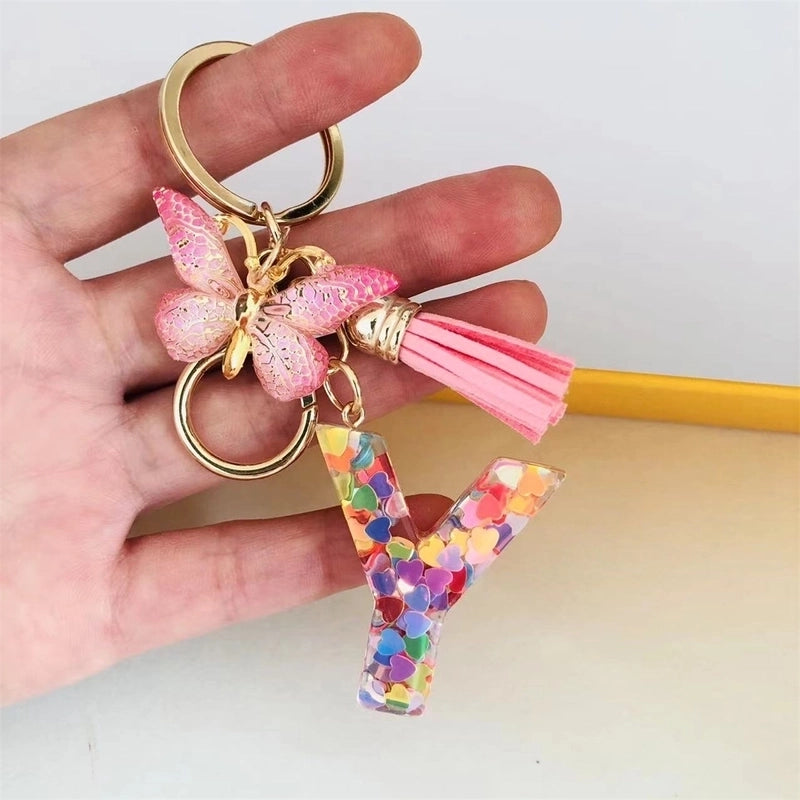 Classic Style Commute Letter Butterfly Resin Unisex Bag Pendant Keychain