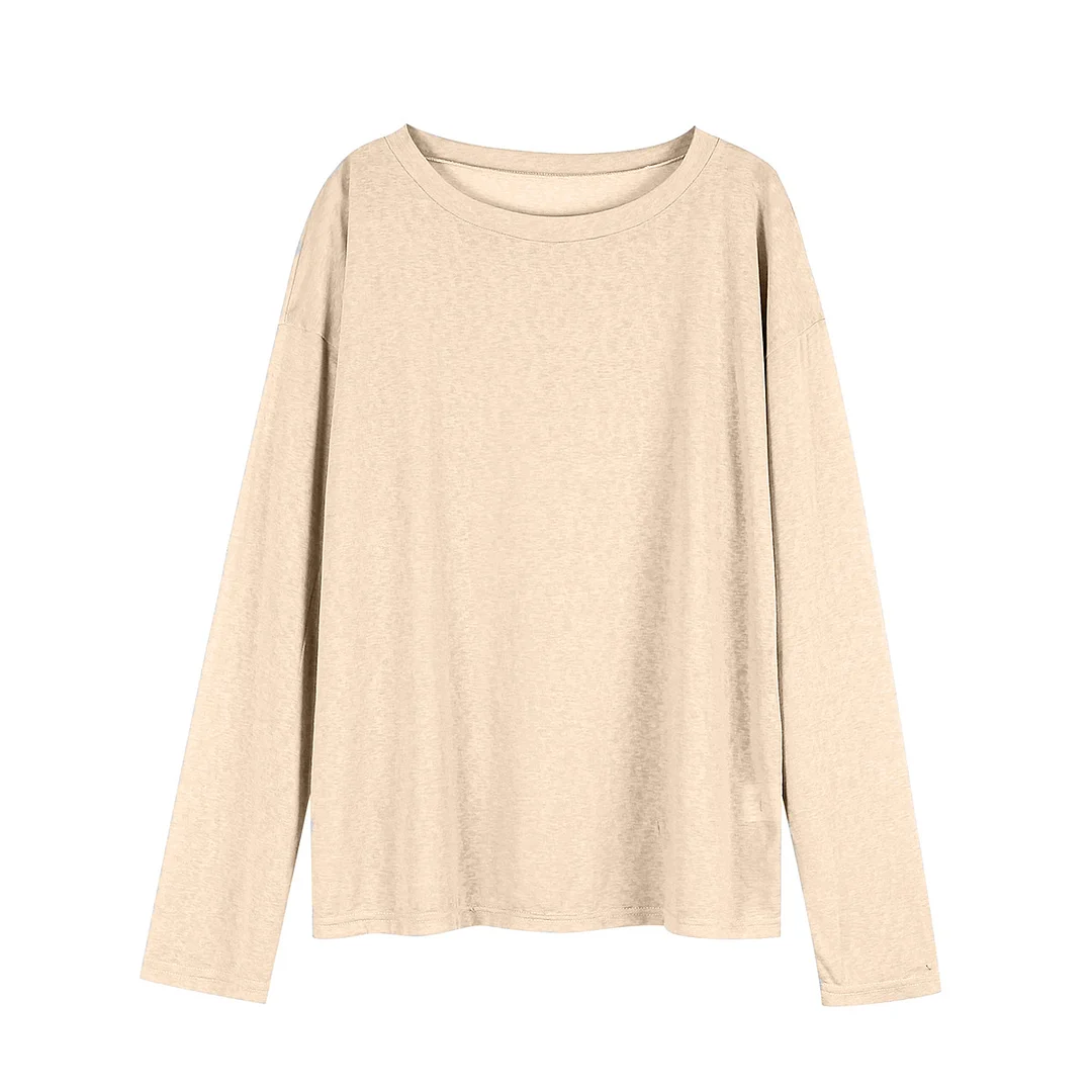 Athvotar Athvotar New Long-Sleeved Snowflake T-Shirt Women's Summer Thin Carmeat Round-Neck Loose Temperament Shirt