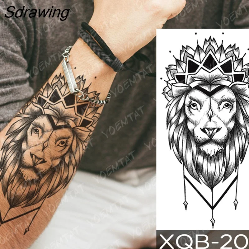 Sdrawing Temporary Tattoo Sticker Rose Snake Flower Tattoos Lace Tiger Dragon Body Art Arm Fake Sleeve Tatoo Women
