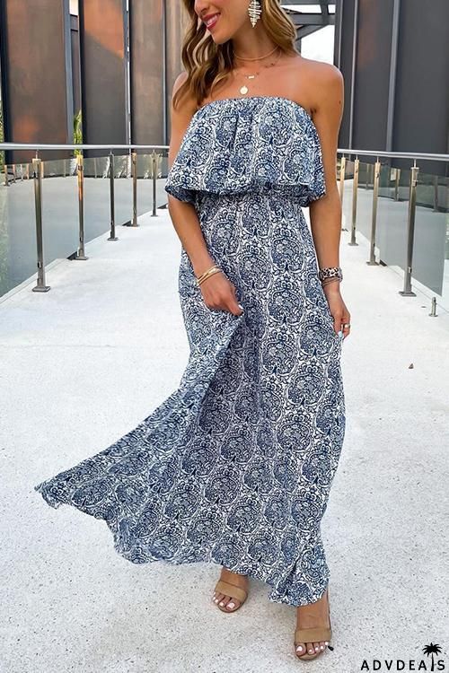 Print Off Shoulder Maxi Dress