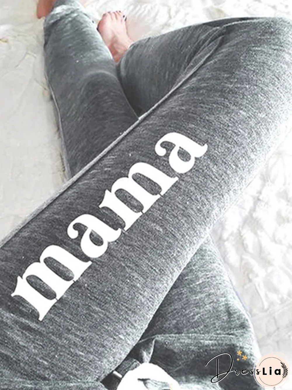Women Casual Text Letters Autumn Natural Daily Loose Standard Long Regular Size Sweatpants