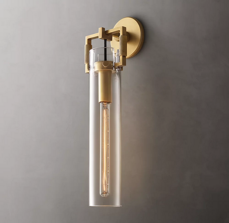 Machinist Glass Cylinder Wall Sconce 16" For Dining Room Vjlight