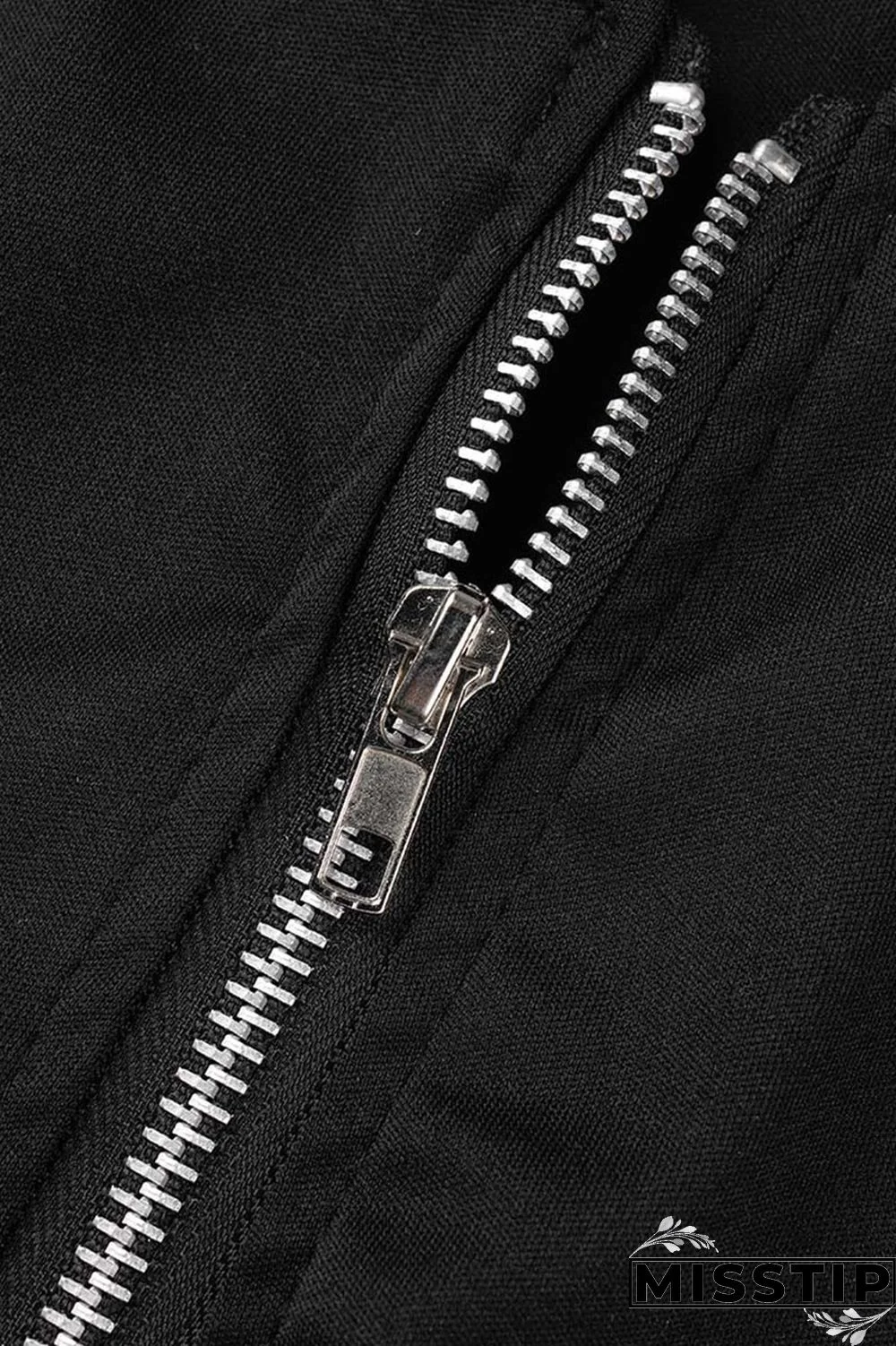 Black Casual Solid Patchwork Zipper Long Sleeve Two Pieces