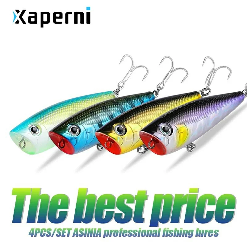 ASINIA Best price 4pcs each set 60mm 7g topwater professional fishing tackle Retail qulity fishing lure for pike and bass