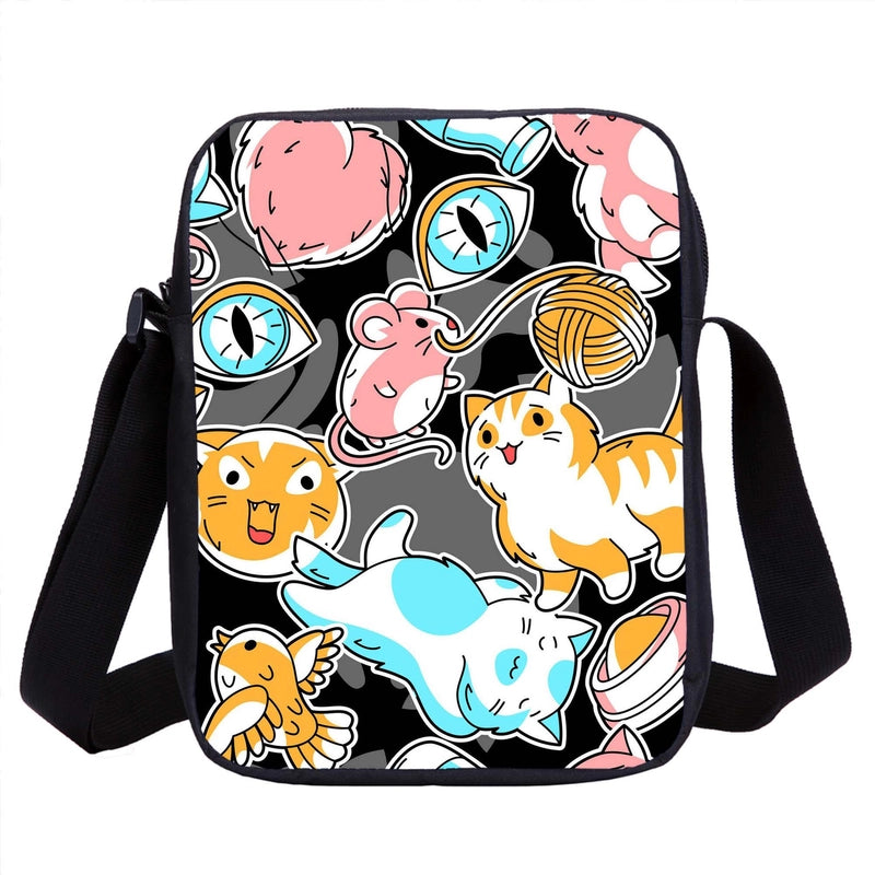 Halloween Unisex Polyester Printing Pumpkin Panda Vintage Style Square Zipper Crossbody Bag