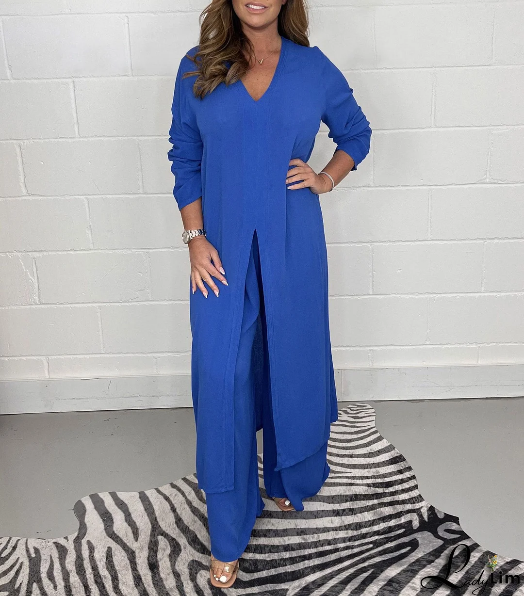 Plus Size New Autumn And Winter Sexy Deep V Stand-up Waist Jumpsuit