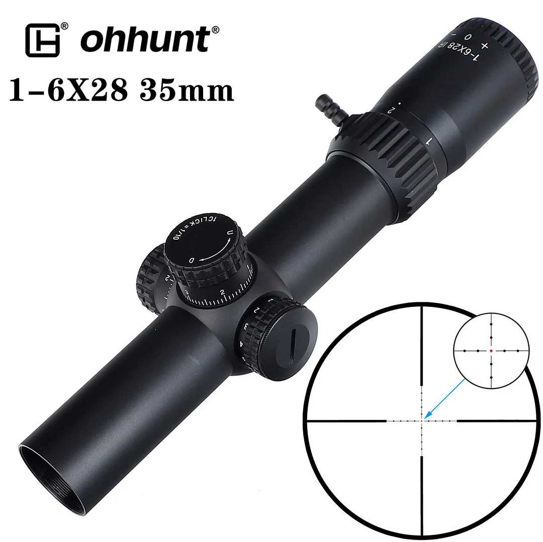 ohhunt® 1-6X28 SFP Scope,35mm Tube,Glass Etched Reticle,Red Illumination,Turrets Lock Reset