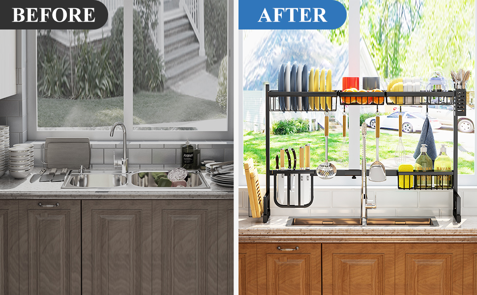over the sink dish drying rack