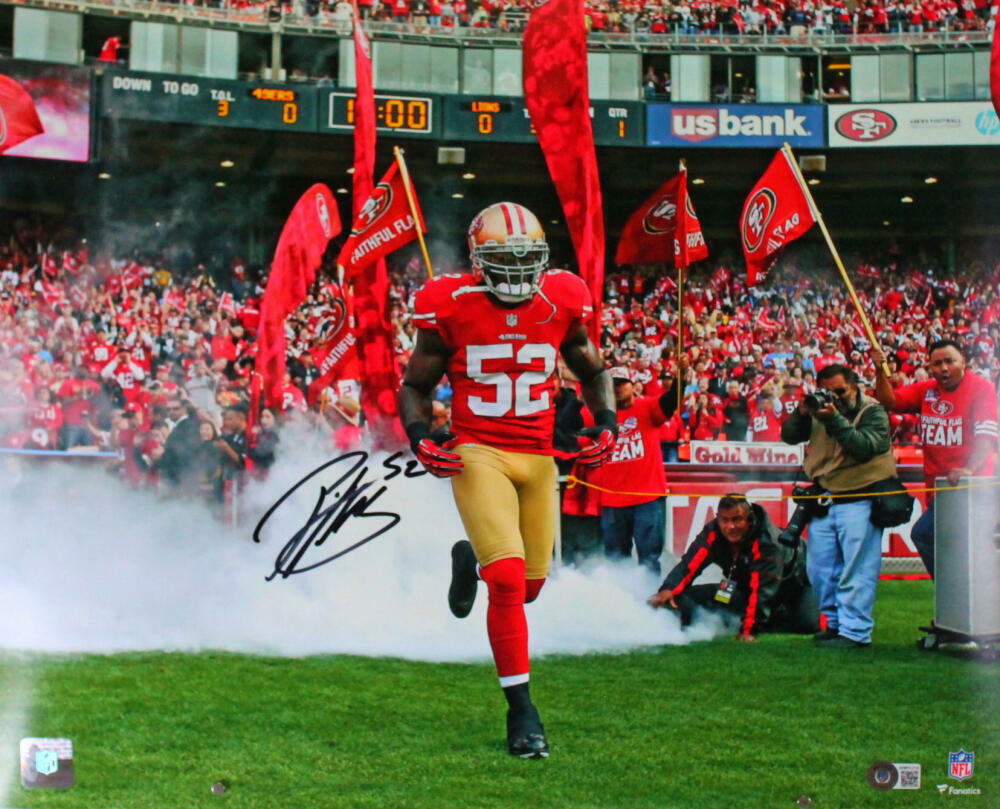 Patrick Willis Autographed SF 49ers Running 16x20 Photo Poster painting-Beckett W Hologram