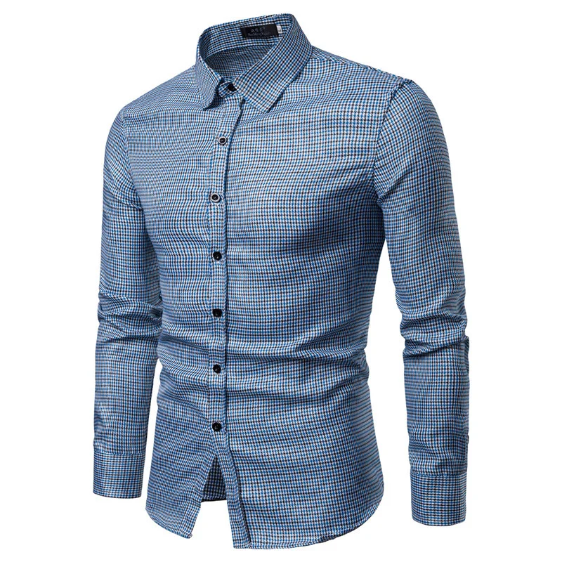 Men's Bronzing Plaid Long-sleeved Shirt