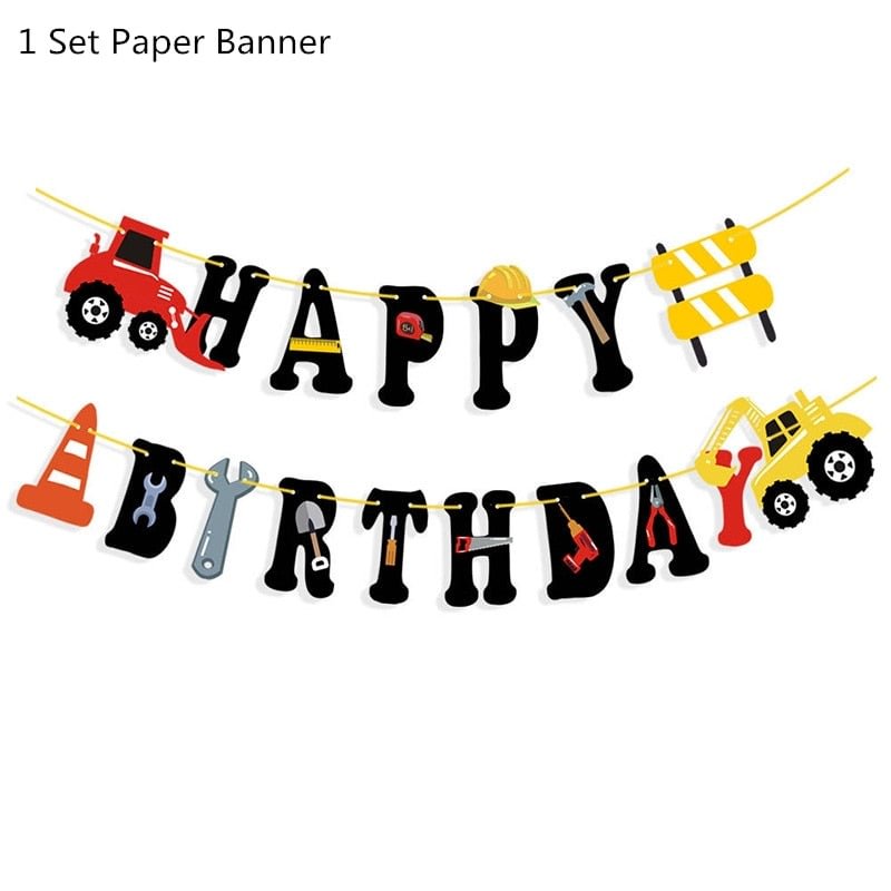 Construction Tractor Theme Excavator Inflatable Balloons Truck Vehicle Banners Baby Shower Kids Boys Birthday Party Supplies