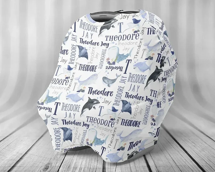 Personalized Whale Baby Car Seat Canopy| Canopyl150