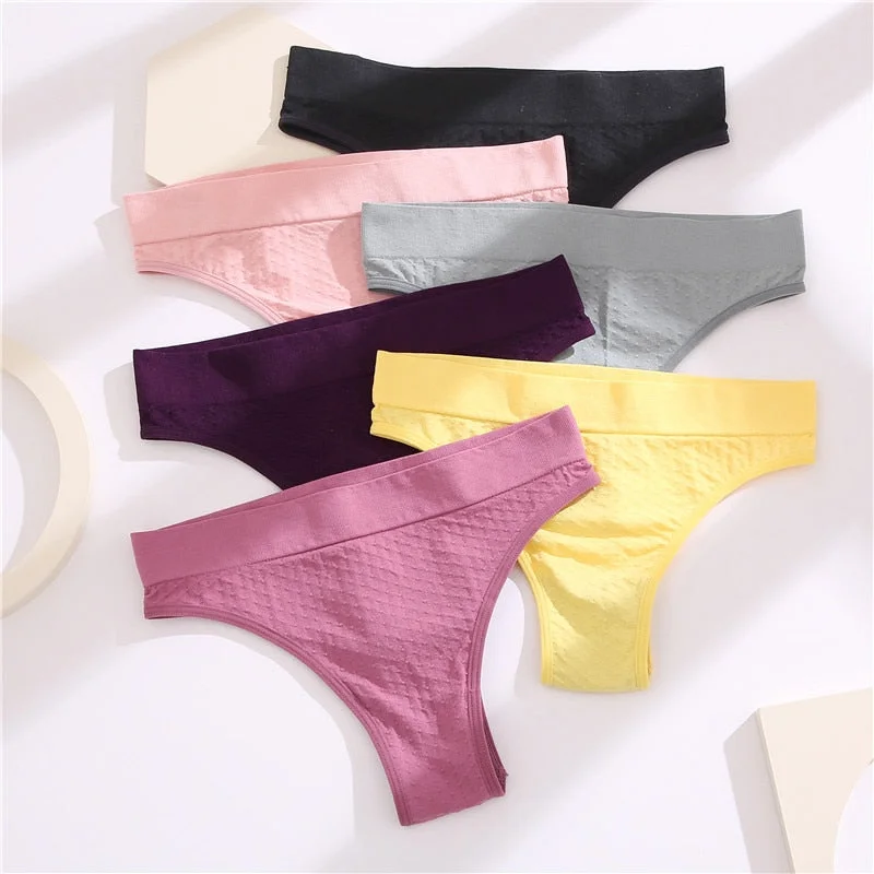 FINETOO 2Pcs/set Seamless Brazilian Panties S-2XL Plus Size Women T-back Underpants Ladies Soft Thongs Underwear Female Lingerie