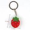 Full Bead Embroidery Keychain Strawberry Printed Craft Gifts(3.5x4.5cm)