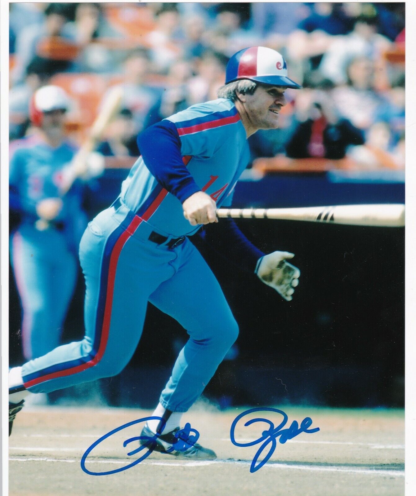 PETE ROSE MONTREAL EXPOS ACTION SIGNED 8x10