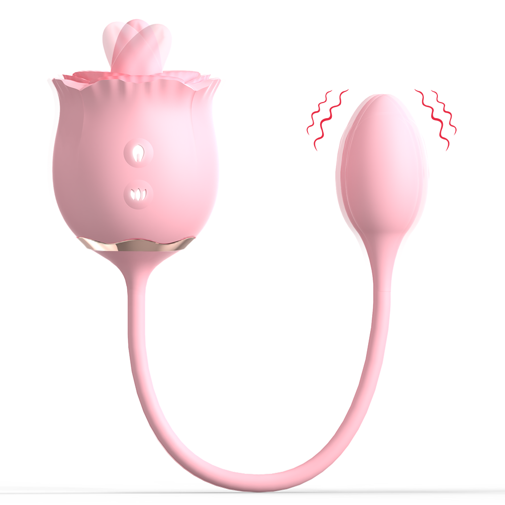 2 In 1 Rose Vibrator Tongue Licking Vibrator G Spot Clitoris Stimulator Vibrators