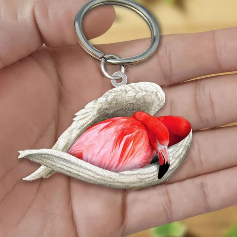 VigorDaily Sleeping Angel Acrylic Keychain Flamingo SA193