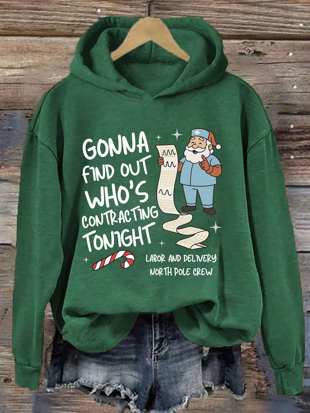 Ob-Gyn Santa: Christmas Contracting List Humor Hoodie