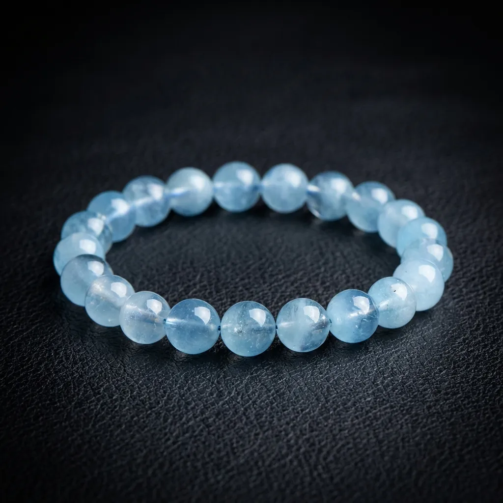 JiStones Natural Aquamarine Gemstone Beads | Premium Round Loose Beads for Artisan Jewelry Sky Blue (Crystal Clear)-8mm - 8.8mm Strand (Approx. 22 Beads)