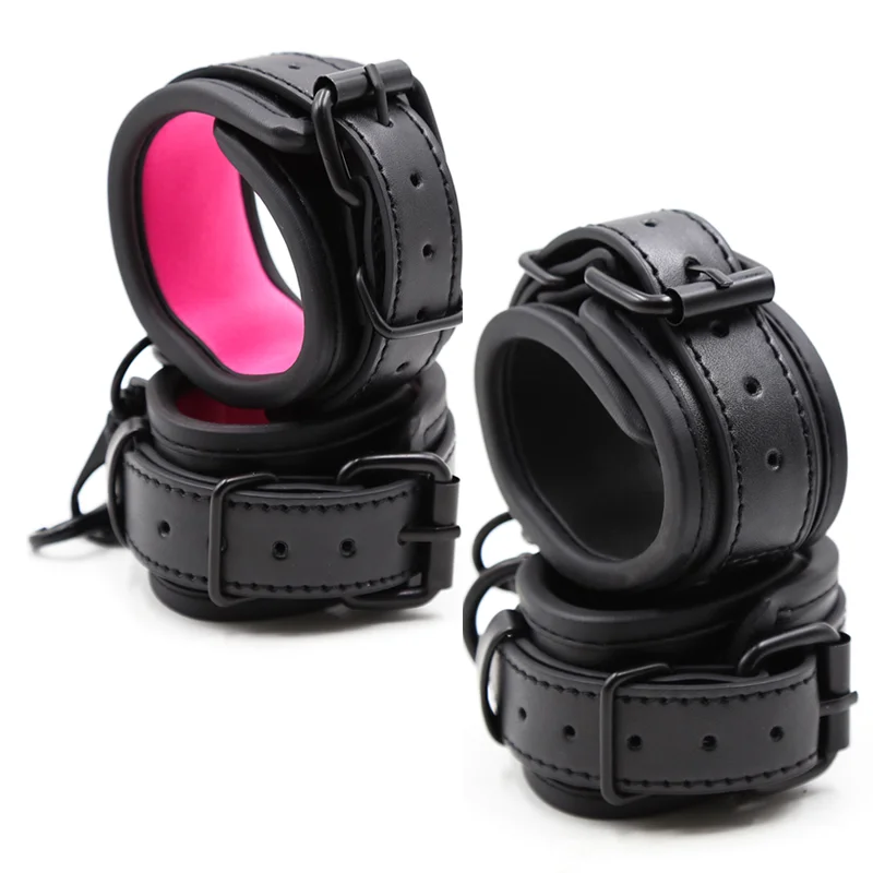 Sexy Adjustable PU Leather Wrist Cuffs - Rose Toy