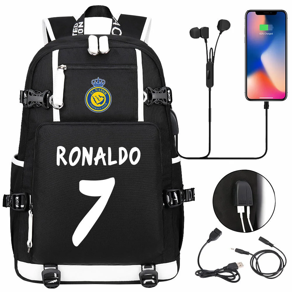 Buzzdaisy Cristiano Ronaldo Themed Backpack with USB Charging and Laptop Capacity