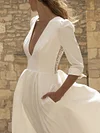 White Color Lace Split-Joint Half Sleeve Wedding Maxi Dress
