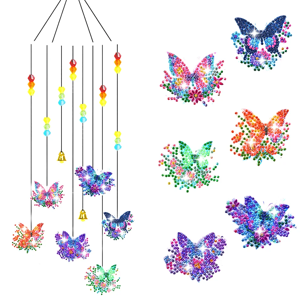 DIY Butterfly Diamond Art Sun Catcher Butterfly DIY Crystal Wind Chime for Window