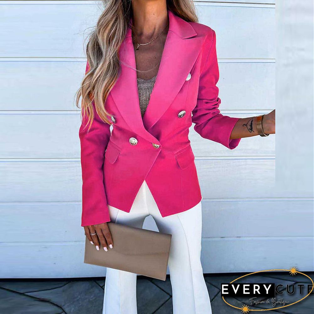 Fashion Slim Long Sleeve Jacket Autumn Winter New Women Casual Solid Blazer Top Elegant Turn-Down Collar Buttoned Suit Coat