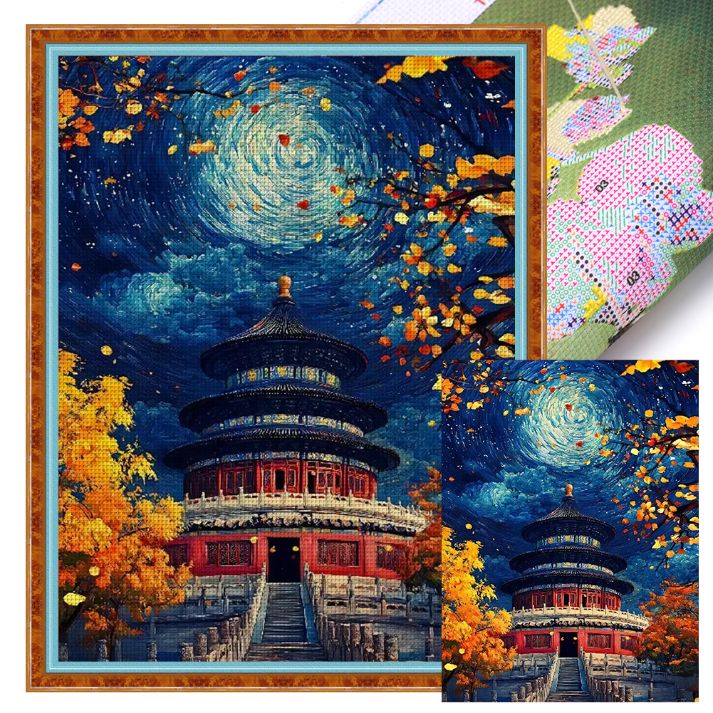 Temple Of Heaven Full 11CT Pre-stamped Canvas(45*60cm) Cross Stitch