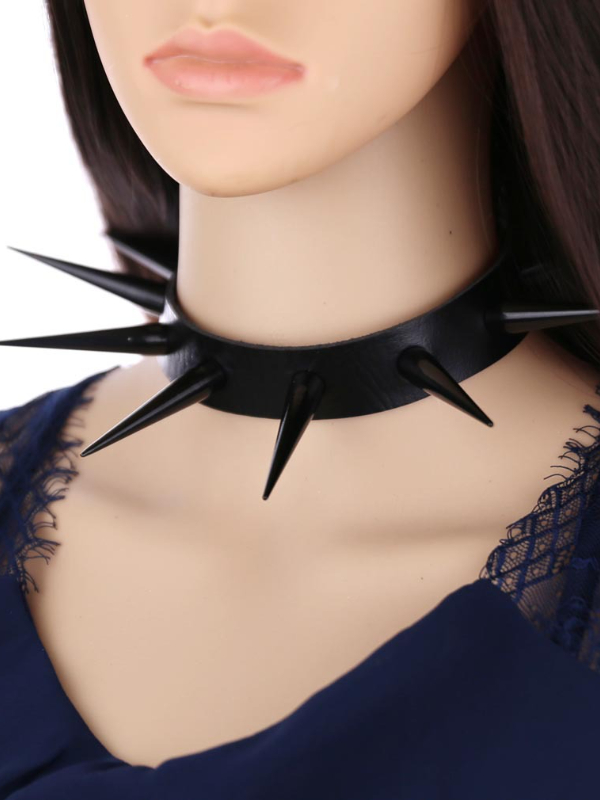 Punk PU Handmade Long Sharp Black Nail Choker