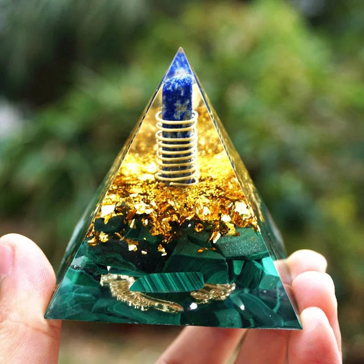 Olivenorma Malachite Lapis Lazuli Orgone Pyramid