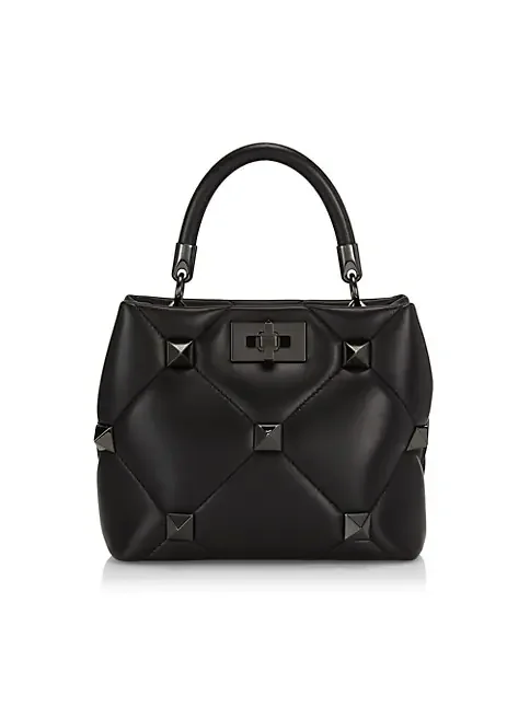 Valentino Garavani Roman Stud Quilted Leather Top Handle Bag