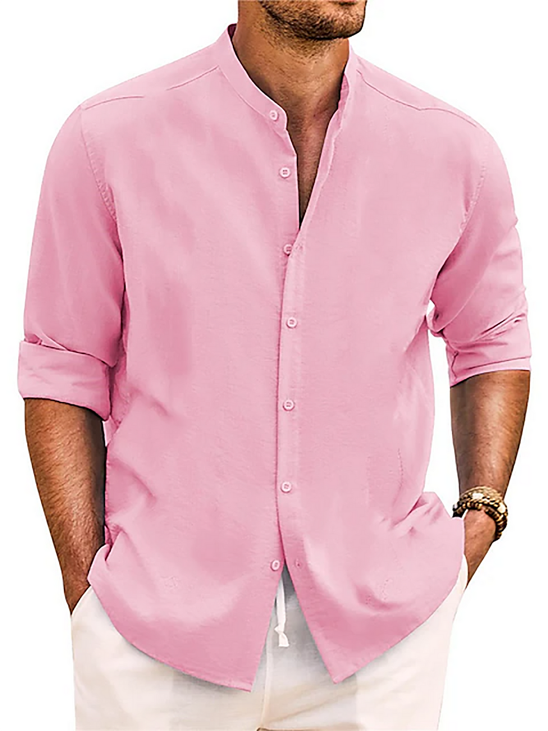 Men's Fashion Casual Stand Collar Long Sleeve Top