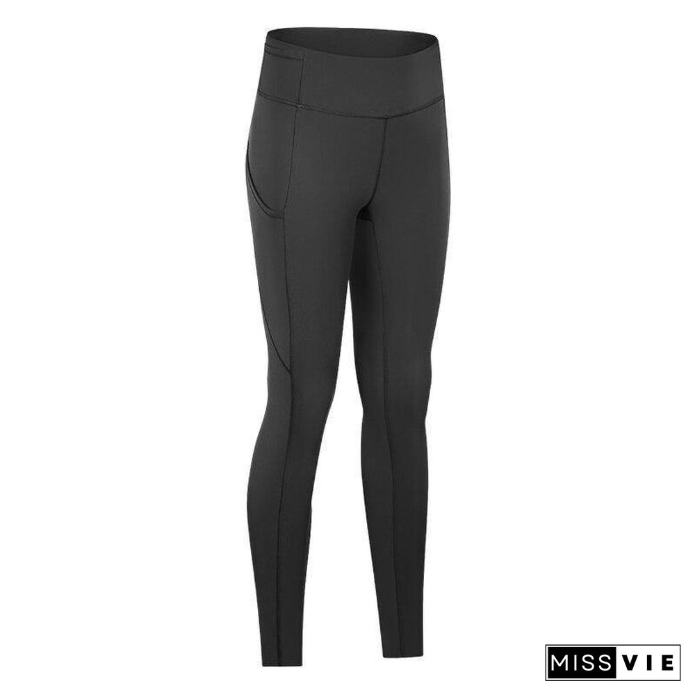 High Waist Yoga Pants With Pockets Sport Leggings Women Tummy Control Workout Running 4 Way Stretch Gym Leggings