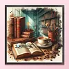 Desk And Books-11CT Stamped Cross Stitch 45*45cm/17.72*17.72in
