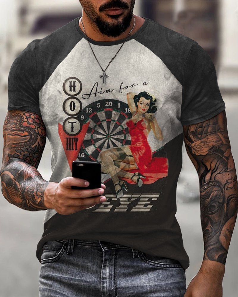 Men's Printed Motorcycle Casual Short Sleeve T-Shirt
