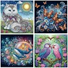 >SALE<30x30cm 4pcs Animal 5D DIY Special Shape Crystal Partial Diamond Painting Kit