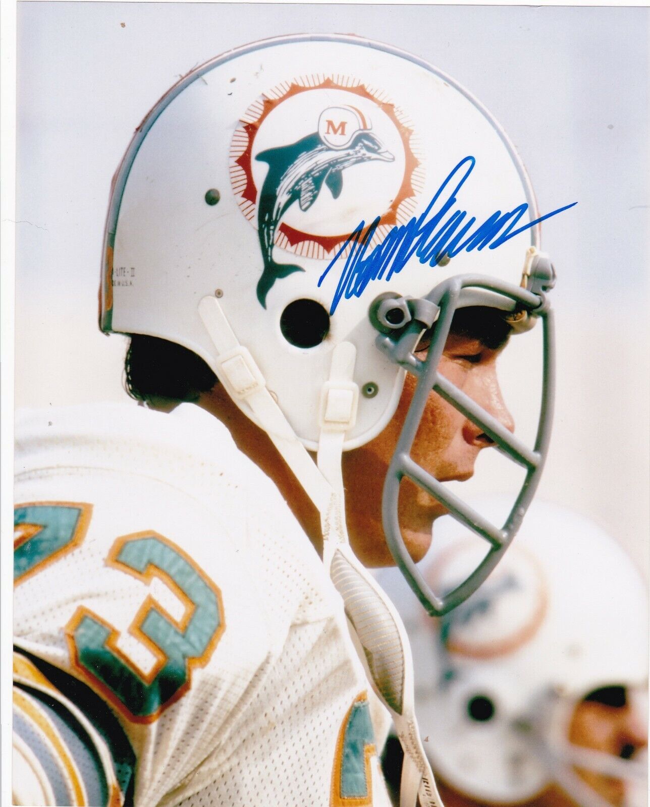 NORM EVANS MIAMI DOLPHINS ACTION SIGNED 8x10 Photo Poster painting