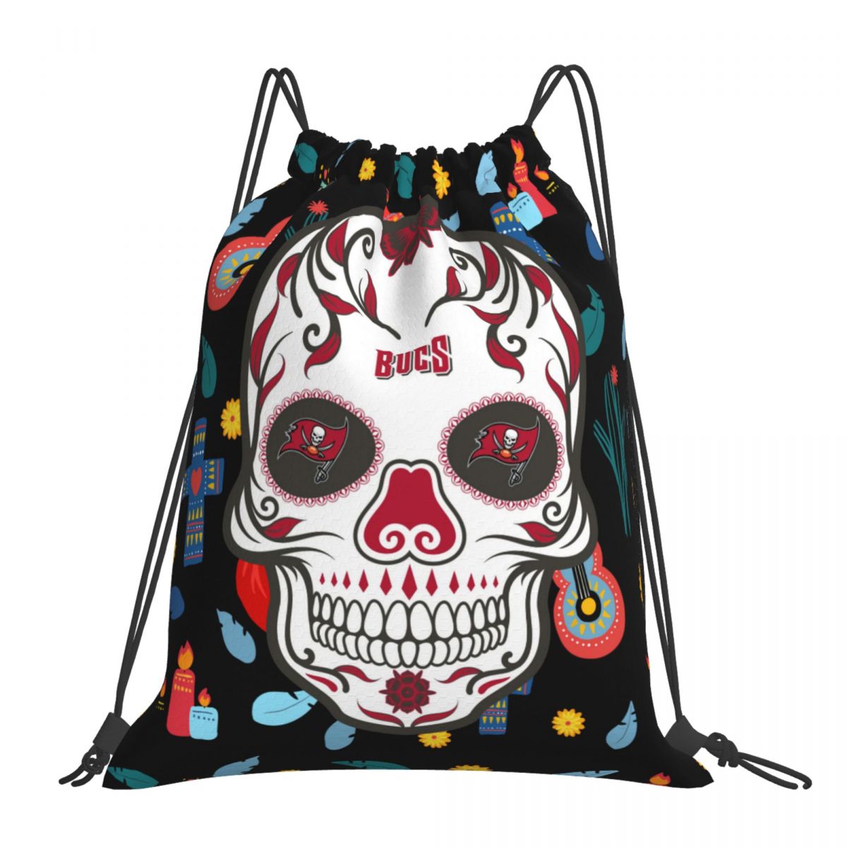 Tampa Bay Buccaneers Skull Waterproof Adjustable Lightweight Gym Drawstring Bag