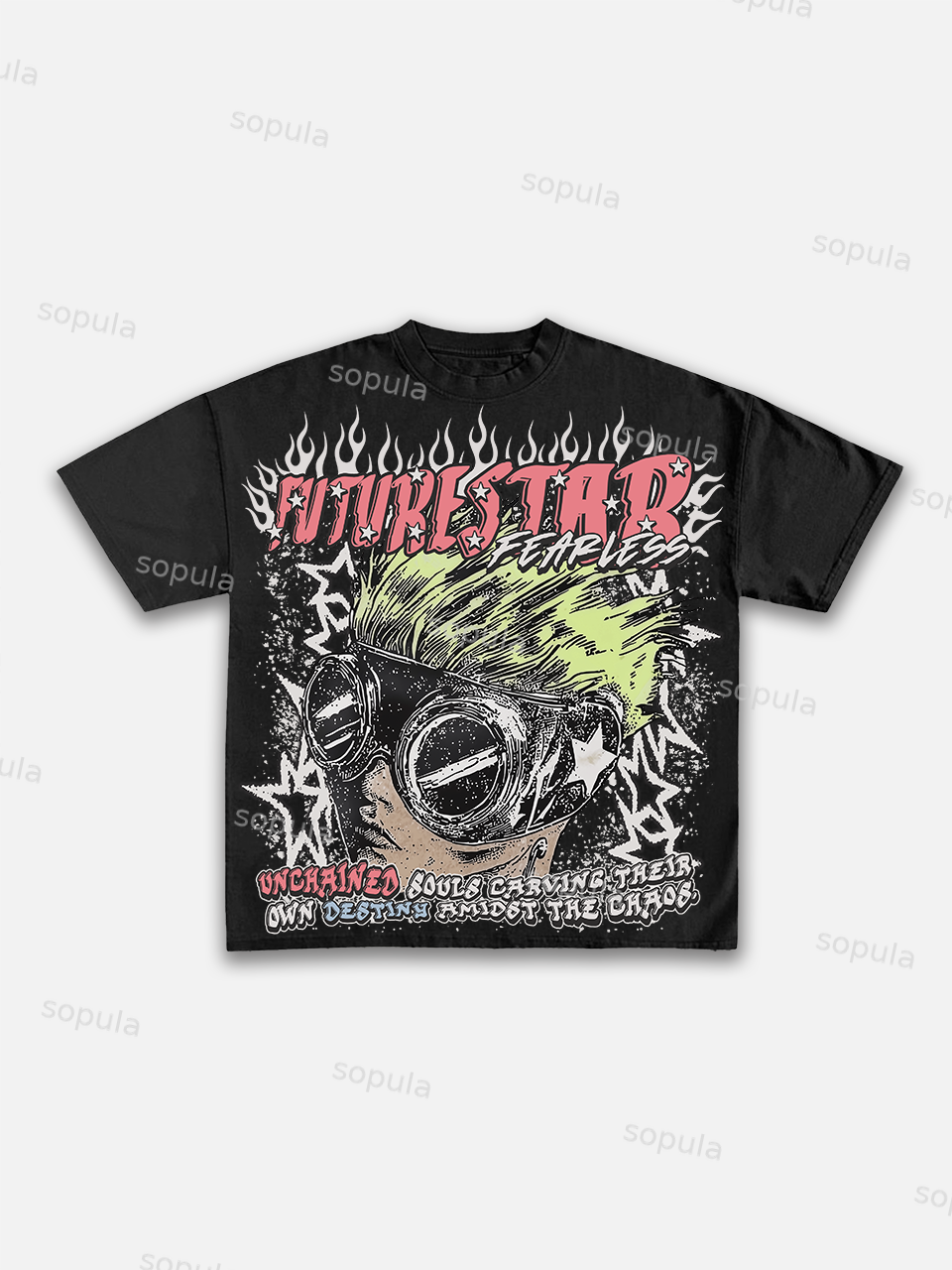 Fearless Vintage Street Trend Portrait Graphic Cotton T-shirt - SOPULA