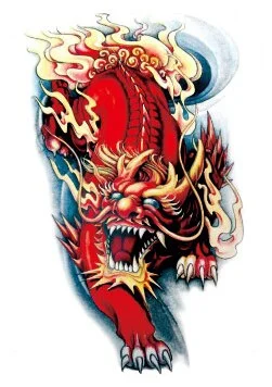 Sdrawing Temporary Tattoo Sticker Red Rose Dragon Lion Tiger Animal Tatto Stickers Flash Tatoo Fake Tattoos for Men Women