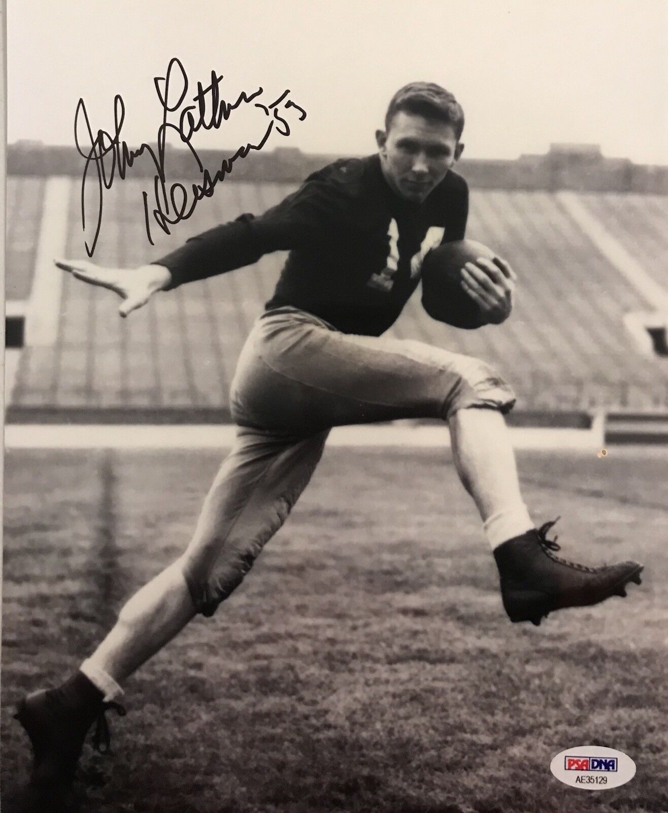 Johnny Lattner Signed Autographed Notre Dame Fighting Irish 8x10 Photo Poster painting Psa/Dna