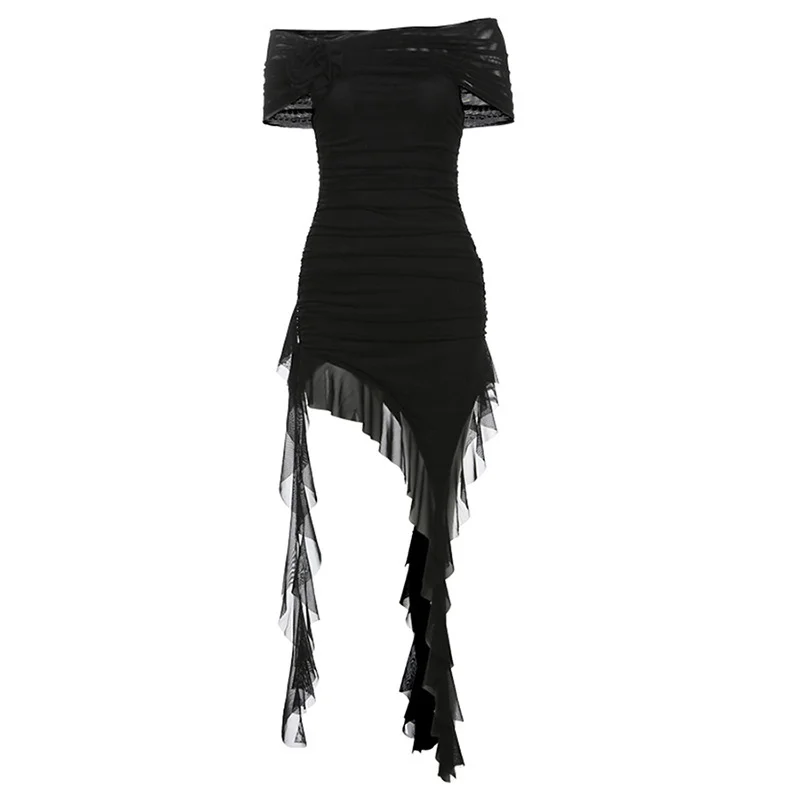 Uveng 2024 Summer New Women's Pure Color Repair Height Waist Fashion Collar Tectored Dress