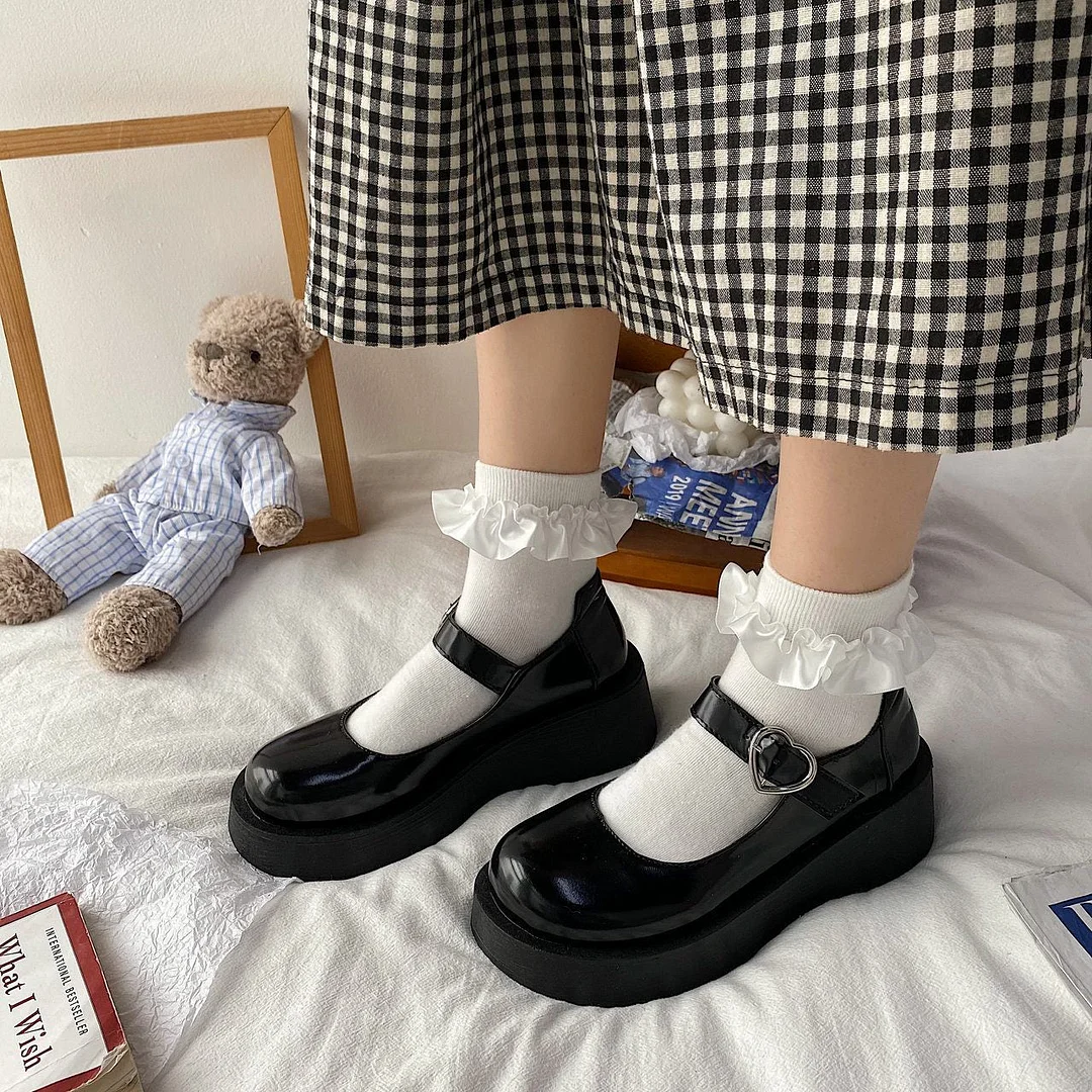 students Lolita Shoes Patent Leather Mary Janes Shoes 2022 New Women Platform Shoes Buckle Girls Thick Sole Ladies Shoes