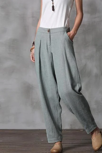 Cute Cotton Linen Casual Trousers Women Fashion Pencil Pans K21017