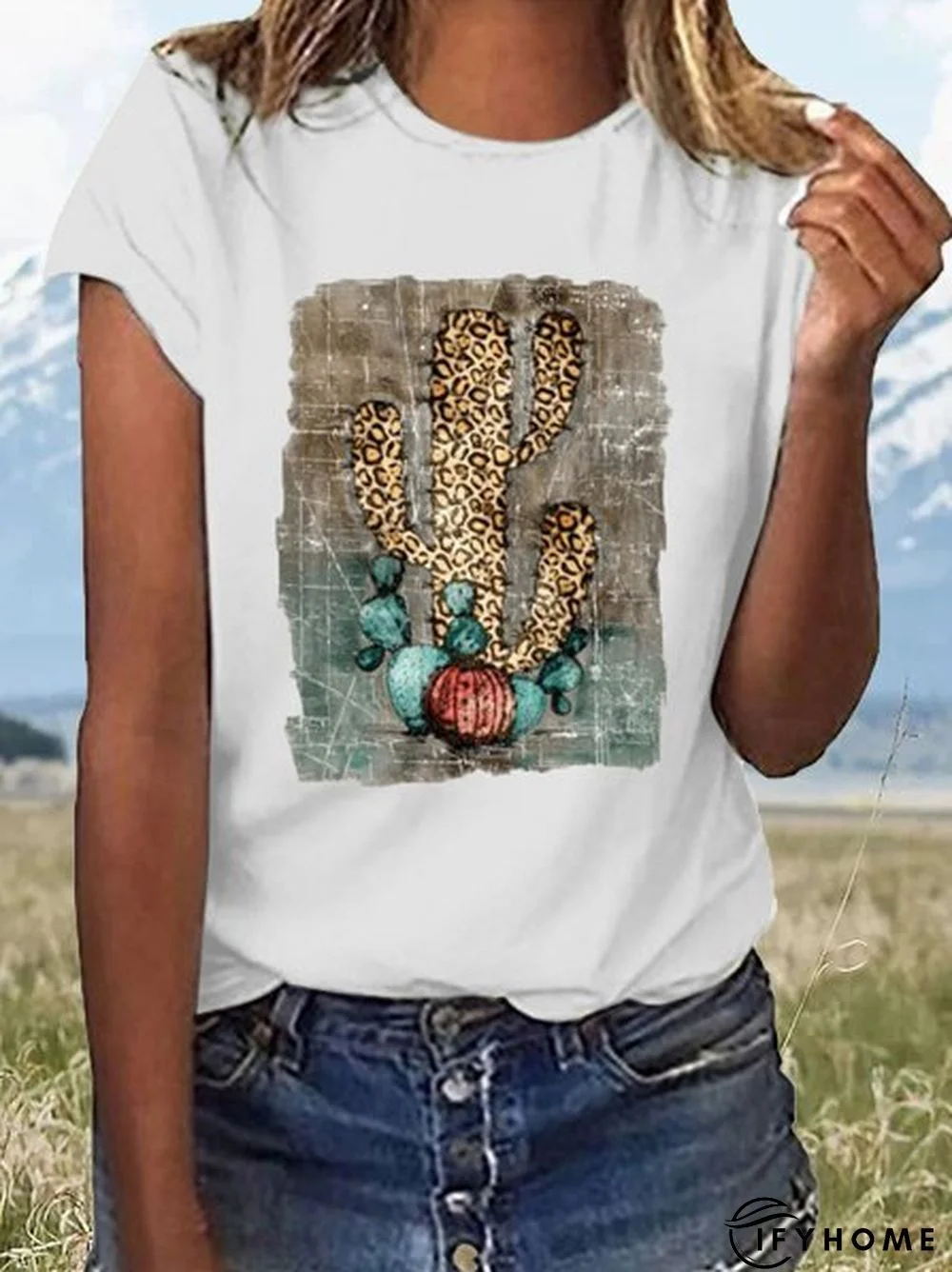 Printed Casual Short Sleeve Crew Neck T-shirt | IFYHOME